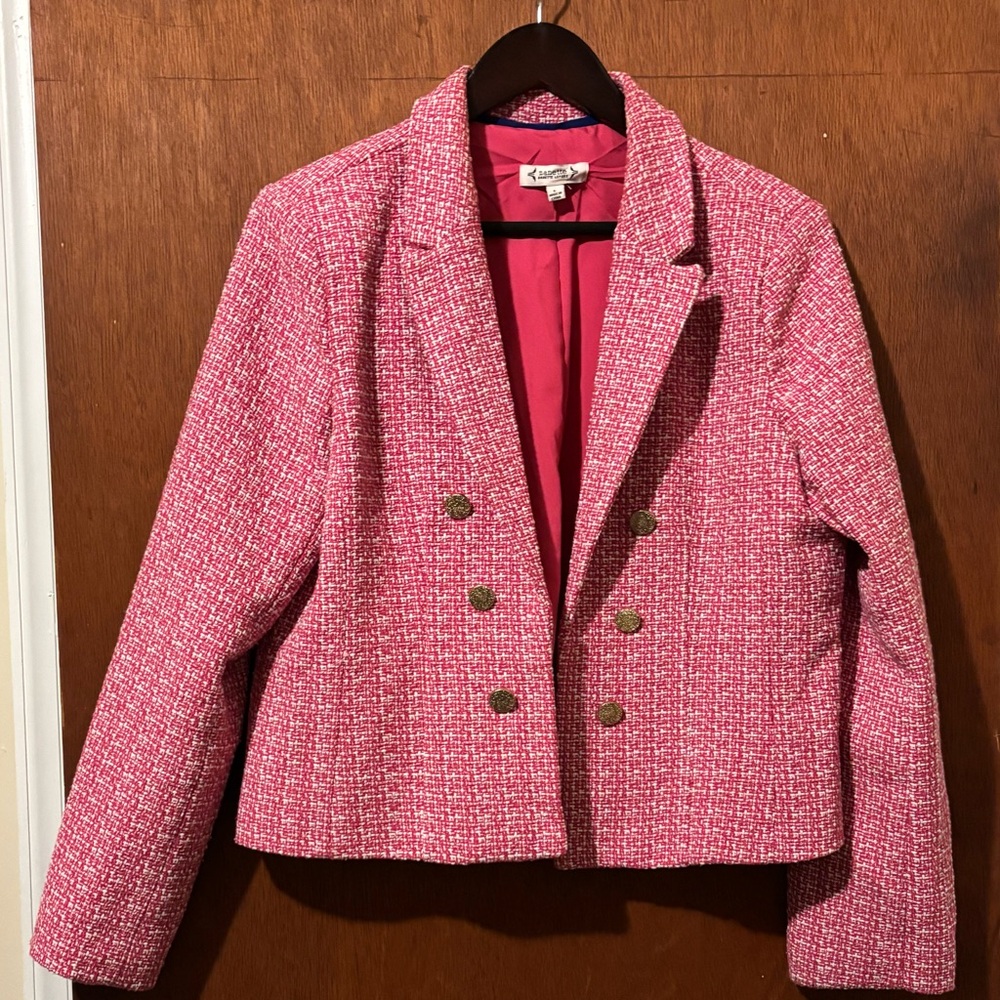 Nannette Pink Tweed Blazer Structured Tailored Design
